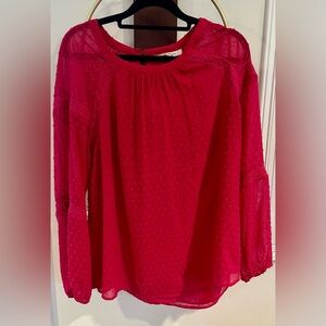 Black Rainn Fuchsia Dot Swiss-Chiffon Blouse